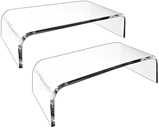 AMT 2 Packs Acrylic Monitor Stand, Premium Quality Clear Monitor Stand Riser, Keyboard Organizer, Computer Holder, Laptop/PC/Multimedia/Printer Monitor Stand for Home Office Work