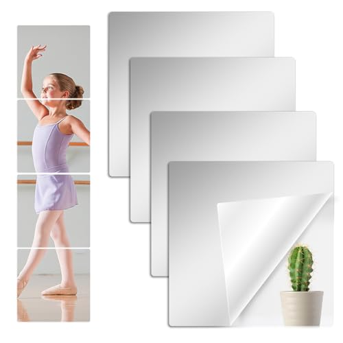 全身鏡 貼る鏡 4枚セット 姿見鏡 銀ミラー 貼り付け ガラス 鏡 自由組合鏡 錆びない 割れない鏡 お風呂鏡 歪みない 軽量 ウォールステッカー 飛散防止 取り付け簡単 おしゃれ
