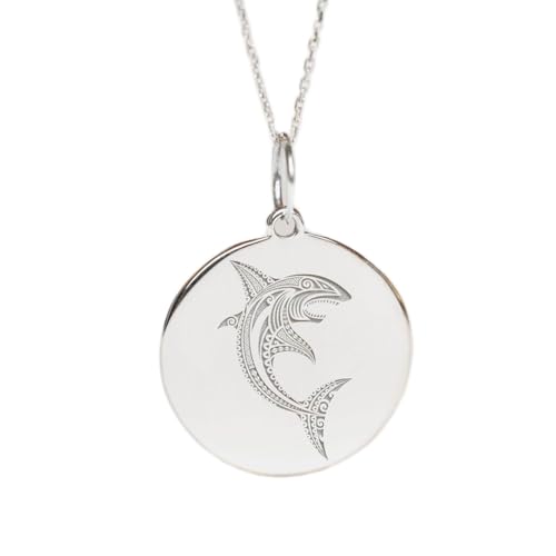 Collier requin argent sterling 925 gravé 24 mm LKBEADS au design intemporel