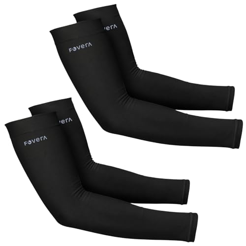 Image of FOVERA UV Sun Protection Arm Sleeves for Men & Women - UPF 50+ Cooling Hand Cover for Biking, Cricket, Driving & Cycling - Seamless Compression Tattoo Cover & Tan Protection Guard