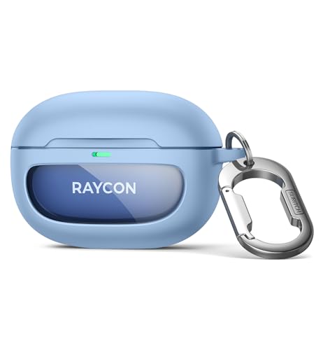 SURITCH Case for Raycon Everyday Earbuds (2024 Edition) Shockproof Magnetic Case for Raycon Bluetooth True Wireless in-Ear Buds Headphones Protective Cover with Magnetic Lid Lock & Carabiner Blue
