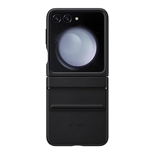SAMSUNG Galaxy Z Flip5 Flap Eco Leather Phone Case, Premium Protective Cover with Minimalist Design, Smooth Texture, Soft Inside Lining, US Version, EF-VF731PBEGUS, Black