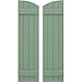 Ekena Millwork ARW101BE414X66TGH Americraft Four 2 Exterior Real Wood Joined Board-n-Batten Shutters w/Elliptical Top (Per Pair), 14"W x 66"H, Track Green