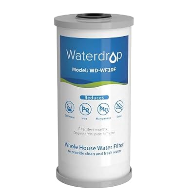 Waterdrop Whole House Water Filter, Iron Filter, Sediment Filter for Well Water, Reduce Manganese, Replacement for Ispring, GE®, Waterdrop, Any 10" x 4.5" Whole House Water Filters System, 5 Micron