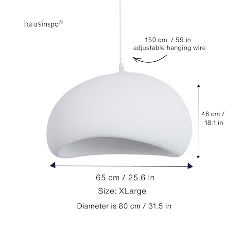 Hausinspo HAUS-01 25.6In Modern Cloud Pendant Light Kitchen Island, Dining Room Chandelier, White Hanging Lamp, E27 Base thumb #6