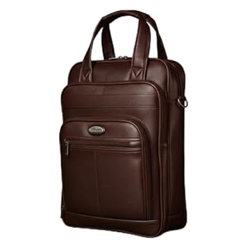 Mochila Couro Reforçada Executiva Grande Mochila para Notebook Trabalho Viagem Escola com Cabo de Aço Impermeável (Marrom)