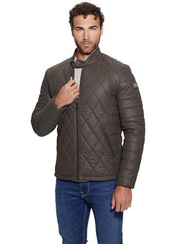 GUESS Diamond Quilted Faux-Leather Jacket at Amazon Men's Clothing