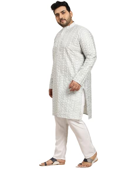 Image of SOJANYA (Since 1958, Men's Silk Blend Grey Kurta Pyjama & Silk Blend Jacket Combo
