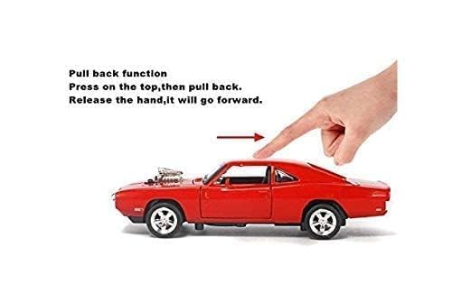 Image of WORSHIPER 1:32 Dodge Charger F & F7 Exclusive Alloy Metal Pull Back Die-cast Car Model with Sound Light Mini Auto Toy for Kids for Toy Car with Sound and Light (1:32 Dodge Charger F & F7 - Red)