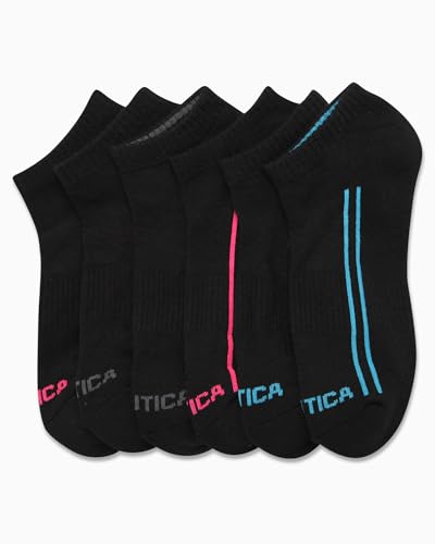 Image of Nautica Womens No Show Socks Moisture Wicking Athletic Low Cut Socks 6 Pack | Moisture Wicking Dri-Motion Fabric, Cushioned Key Areas, Banded Arch Support, No Show Low Cut, Shoe Size 4-10