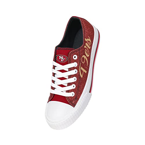 Image of FOCO Womens NFL Team Logo Ladies Fashion Color Glitter Low Top Canvas Sneakers Shoes