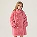 Girls Fleece Jacket Furry Button Down Double Breasted Stand Colar Dress Coat Winter Fashion Warm Soft Peacoat Size 10-12