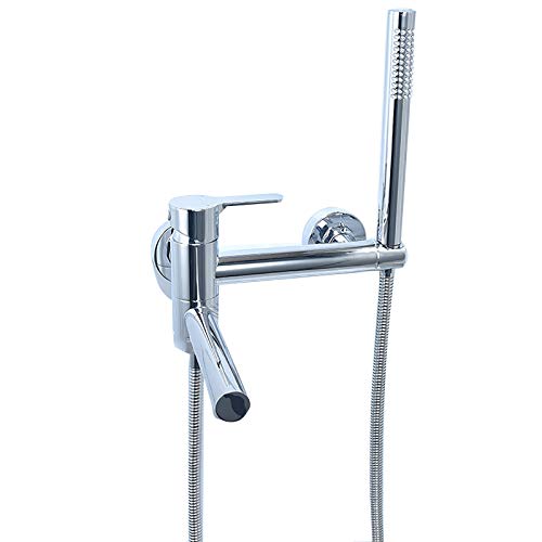 Robinet de baignoire avec douche à main et bec rotatif en laiton