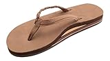 Rainbow Sandals Women’s Double Layer Flirty Braidy Premier Leather w/Single Braided Strap, Dark Brown, Ladies Large / 7.5-8.5 B(M) US