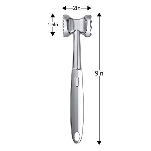 Meat Tenderizer Hammer– Hand Held Manual Mallet for Pounding Steak, Beef, Pork, Fish,Veal& Poultry –Heavy Duty & Double Sided Chicken Pounder Tenderizing Tool – Food Grade Zinc Allo