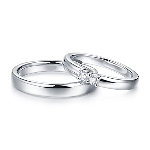 WSX Diamond Matching Couples Rings for for Him and Her Sterling Silver/10K/14K/18K Wedding Promise Rings, Free Engrave