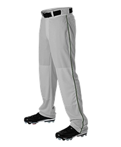 Alleson Adult Baseball Pant with Braid Grey, Dark Green S 605WLB 605WLB-GRDG-S