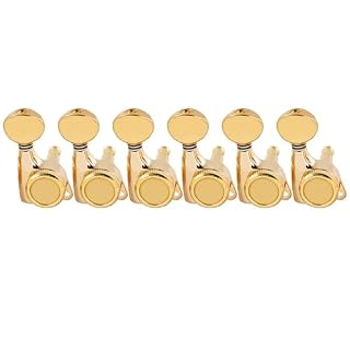Musiclily Pro 6 en Ligne Ratio 18:1 Guitare Mécaniques Bloquante Locking Tuners Droitier Boutons Ovale Vintage pour Guitare électrique Style Strat Tele, Doré - Les Beatles, Paul McCartney, John Lennon, RIngo Starr, George Harrison
