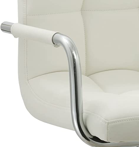 Ac Pacific ACBS15-WHITE Contemporary Adjustable Swivel Kitchen Bar Stool Chair With Cushion And Armrest, 24"-33", White Acbs15 Daisy White Square thumb #5