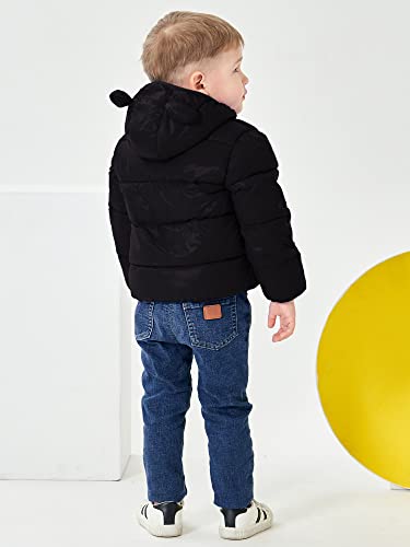 Artmine Baby Boys Girls Winter Hoodie Jacket, Packable Lighweight Hooded Puffer Padded Down Alternative Coat Outwear For Infants, Toddlers & Baby, Black, 4 Years(4T) = Tag 120 #TOP2