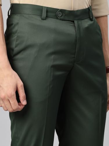 Image of Majestic Man Men's Slim Fit Solid Formal Trousers | Button and Zip | Side, Back Pockets | Italian Design | Office Wear /Executive Wear /Corporate Events /Business Meetings /Suit Pants