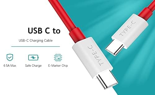 Image of Original 65 Watt Adapter with Type C to C Cable Compatible with Oneplus 9 /9 Pro / 8 /8 Pro / 7 Pro / 7T / 7T Pro / 7 / 6T / 6 / 5T / 5 / 3T / 3 / Nord N10 5G(Adapter and Cable)