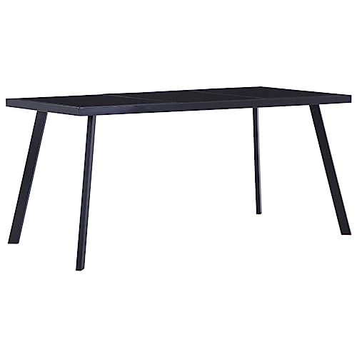 sephironlbb Table à manger noire en verre trempé, 180 x 90 x 75 cm, table de cuisine stable pour salle à manger et cuisine, design moderne