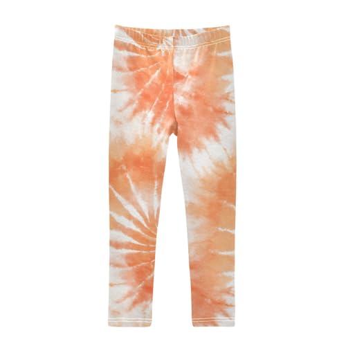 Vdsrup Girls Leggings Orange Tie Dye Kids Length Leggings Pants Toddler Athletic Soft Tights Trousers 4T