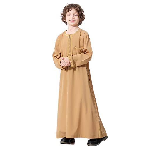 OLEMEK Arabic Thobe Muslim Thobe Boy’s Muslim Long Sleeves Kids Robe Islamic Boys Thobe