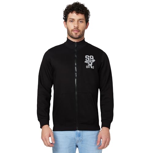 Image of Spykar Blended Slim Fit Round Neck Full Sleeve Sweatshirt for Men