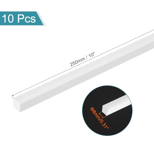 Image of MECCANIXITY 10Pcs ABS Plastic Rod Square Solid Bar 5 /16 inch x 10 inch White Smooth Plastic Tube Rods for Handwork Model Material,DIY Sand Table,Architectural Model Making