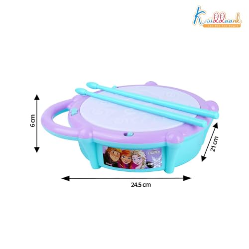 Image of Frozen Elsa & Anna Flash Drum Toy for Toddlers - Battery Operated Musical Instrument with 3D 5-Color LED Lights & 9 Songs - Interactive Educational Toy |Birthday Gift for Kids 3+ Years