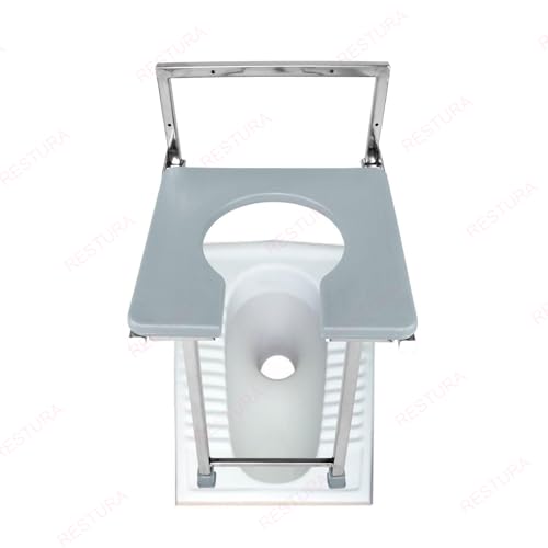 Image of Foldable Wall Mounted Commode Chair for Elderly & Disabled | Stainless Steel Bathroom Stool for Indian Toilet | Wall Mounted Shower Chair | Folding Bathroom Seat
