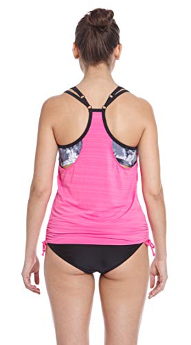 ZeroXposur Womens Tankini Swimsuits Ruched Top Brief Bikini Bottoms Set (Burst/Rosebud, X-Small)