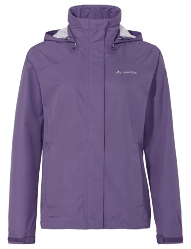 VAUDE Regenjacke Damen Escape Bike Light mulberry, wasserfeste Outdoor-Jacke, atmungsaktive Fahrradjacke mit Kapuze im Kragen, Klimaschonende Wanderjacke, 38