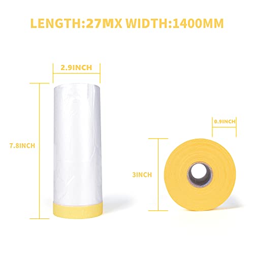 TAPEBEAR Pre-Taped Masking Film, Tape and Drape, Plastic Sheeting Roll, Automotive Painters Masking Tape Film - Image 2