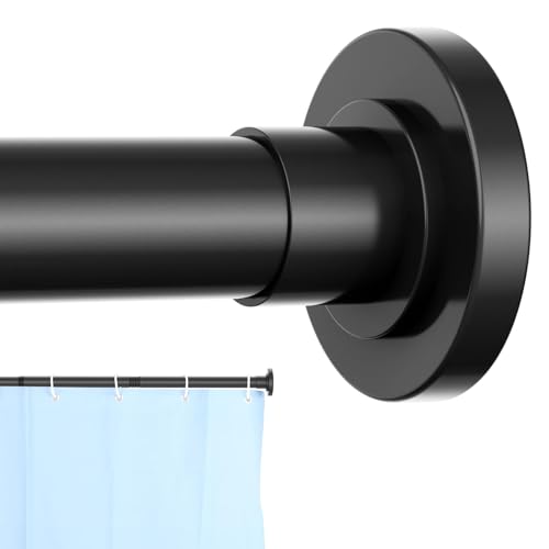Image of CorkLatta Black Shower Curtain Rod 32 to 43 Inch,1 Inch Diameter Adjustable Spring Tension Stainless Steel Telescoping Rod,Easy Install,No Rust