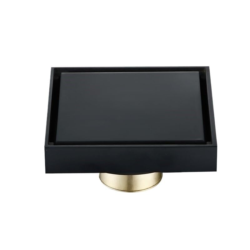 Rejilla Desague Ducha Accesorios de baño, desagüe Suelo Ducha con Acabado Negro Mate latón, residuos Cuadrado 100x100mm