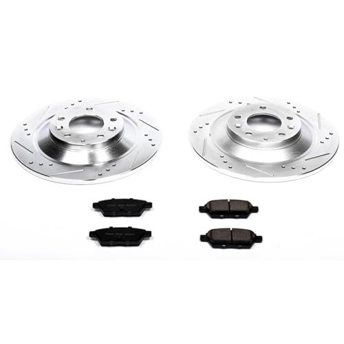 Image of PowerStop Z23 Performance Brake Pad & Rotor Kit Rear K4655 | Mazda 6 2006-07 Carbon Fiber Ceramic Brake Pads + Drilled & Slotted Rotors