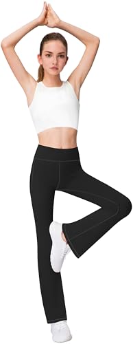 AENLLEY Girls Stretchy Flare Yoga Pants with Pockets - High Waisted Wide Leg Activewear Leggings for Kids4