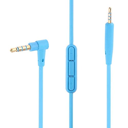 Eatech 2.5 mm to 3.5 mm Male Audio Aux Earphone Extension Replacement Cable with Microphone Volume Control Compatible for Bose On-Ear 2 OE2 OE2i QC25 Headphone Line (1.5 Meter / 150 cm, Blue)