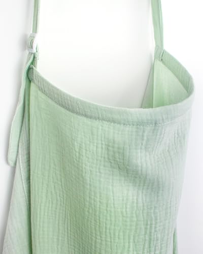 Image of MUGVELL Muslin Nursing Covers for Breastfeeding, Arch Neckline Breast Feeding Covers for Women, Moms Privacy Breathable Summer Nursing Apron, 43.3" x 25.6" Soft Feeding Cover (Tranquil Green Grassy)