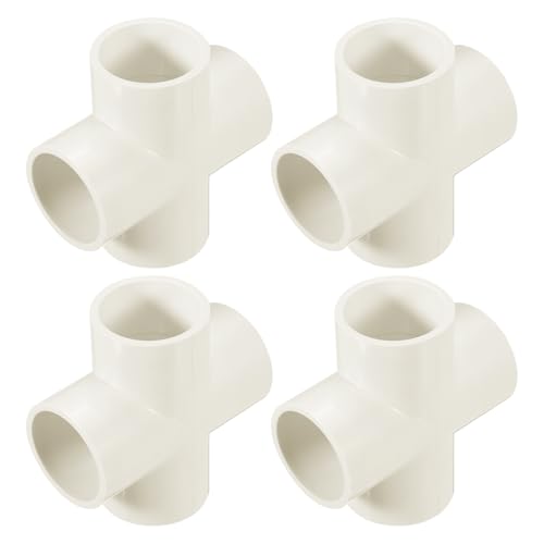 QUARKZMAN 4Pcs PVC Accesorio, Cruz 4 Vía PVC 1 1/4