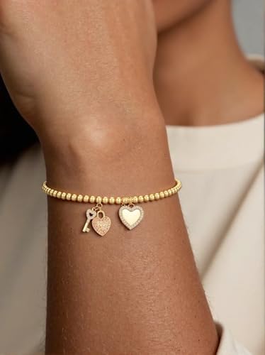 JUANKIKI heart bracelets for women，14K Gold Plated Heart bracelets，Mother's Day Gift Anniversary Christmas Birthday Jewelry Gifts for Women Wife Girlfriend - image 3