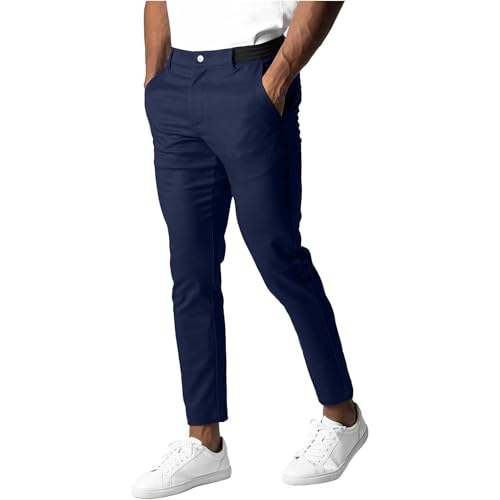 Men Classic Comfy Fake Cotton Pants High Waist Drawstring Breathable Trouser Fall Adjustable Loose Casual Long Pant