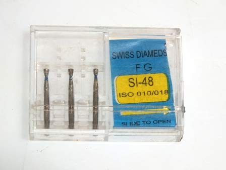 ADDLER DENTAL DIAMOND SINGLE INVERTED BUR SI-48 HEAD SIZE 1.6 MM FG AIR ROTOR SWISS DIA PREMIUM BURS. EXCELLENT DIAMOND GRAINS FOR HIGH SPEED ROTOR. PACK OF 3 BURS.