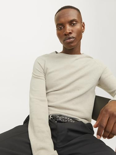 JACK & JONES Herren Jjehill Knit Crew Neck Noos Pullover, Elfenbein(oatmealmelange), XXL EU – Ansicht 8