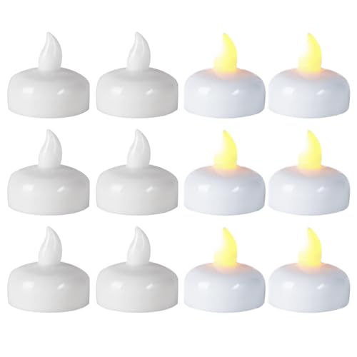 Qyljeiwred Candele galleggianti bianche – Piccole candele galleggianti a LED, luci tremolanti impermeabili attivate dall'acqua, centrotavola da tavolo, decorazione per la casa per vaso, piscina