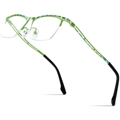 Image of FONEX Colorful Pure Titanium Glasses Frame Men Semi Rimless Square Eyeglasses Eyewear