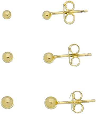 Trio de Brincos Bolinha Banhado a Ouro 18k